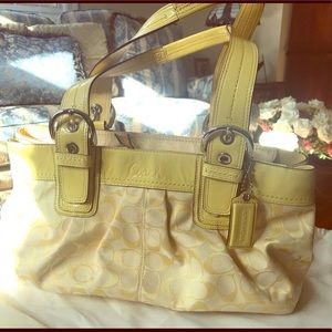 Coach logo yellow canvas bag